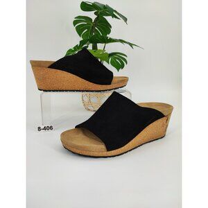 Papillio by Birkenstock Women's Black Suede Wedge Sandals Size 8 US